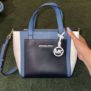 Michael Kors navy blue and white small purse